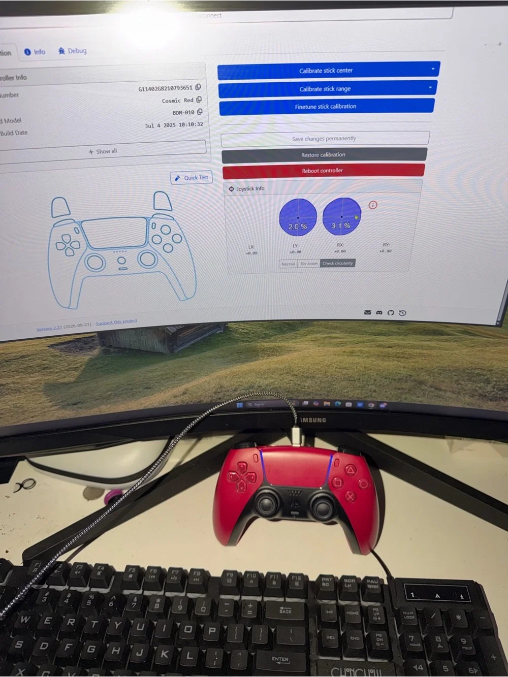 Custom red controller for ps5 hall efect upgrade